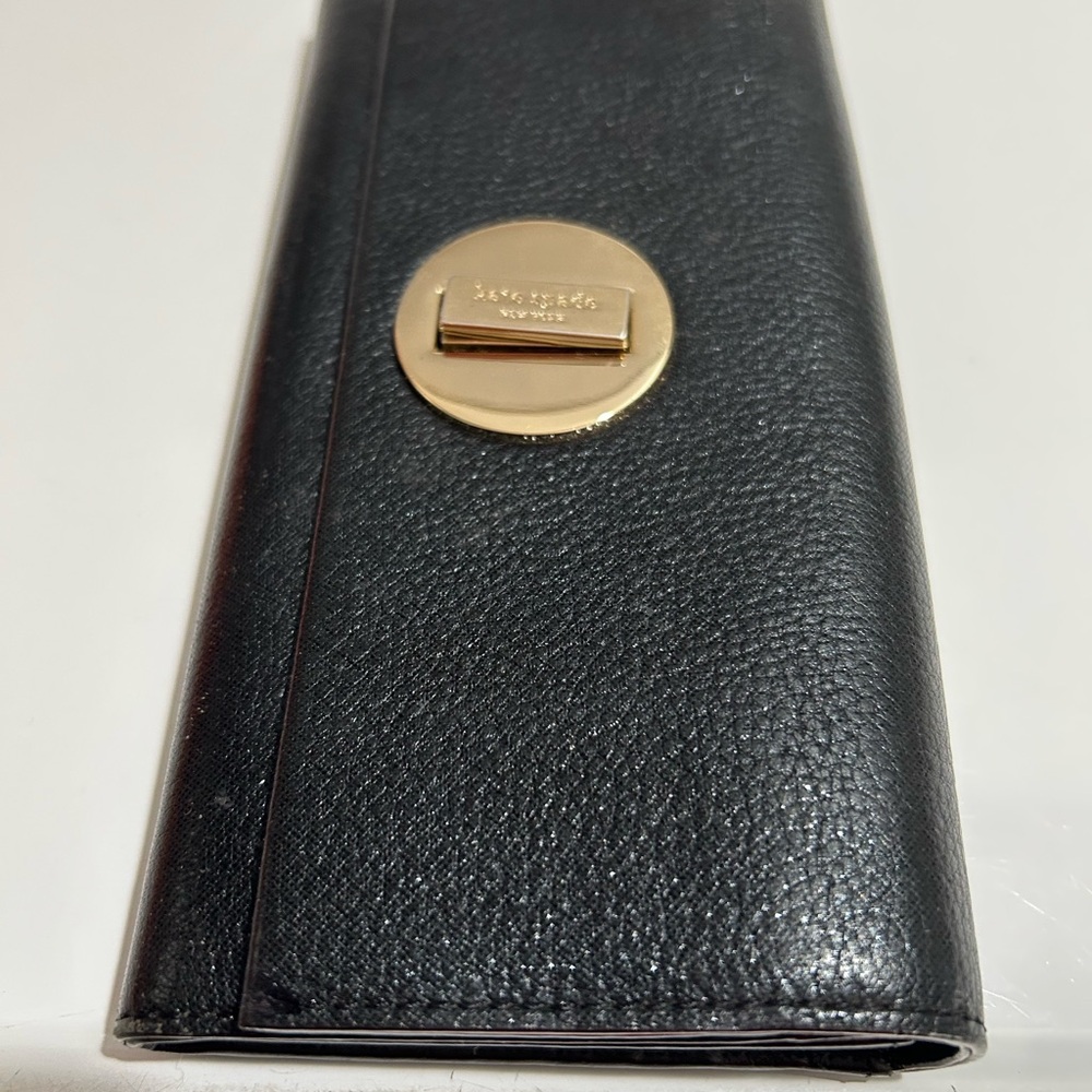 Barely used Kate Spade Black Leather Glitter Wallet with Gold Accent